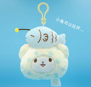 拉震款頭型吊飾小魚&毛毯熊